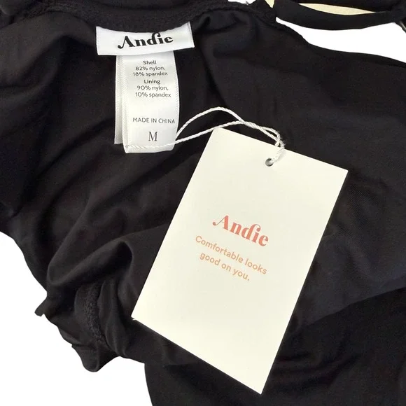 NEW Andie Sardinia One Piece Swimsuit Size M Black Plunge V-Neck Adjustable - Picture 3 of 9